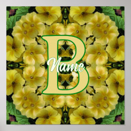 Poster Monograma Personalizado Sua Inicial Arte de Flor d