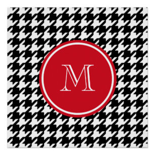 Póster Monograma preto e branco do vermelho de