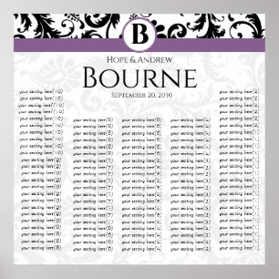 Poster Monograma preto e roxo branco