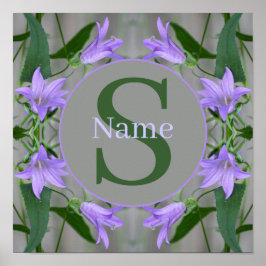 Poster Monograma Seu Nome e Inicial Flores Lírio