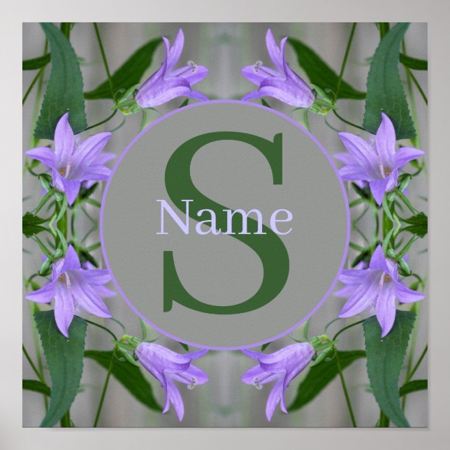 Poster Monograma Seu Nome e Inicial Flores Lírio (Frente)