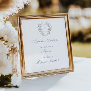 Poster Monograma Suave Romântica Dígitos de Assinatura de