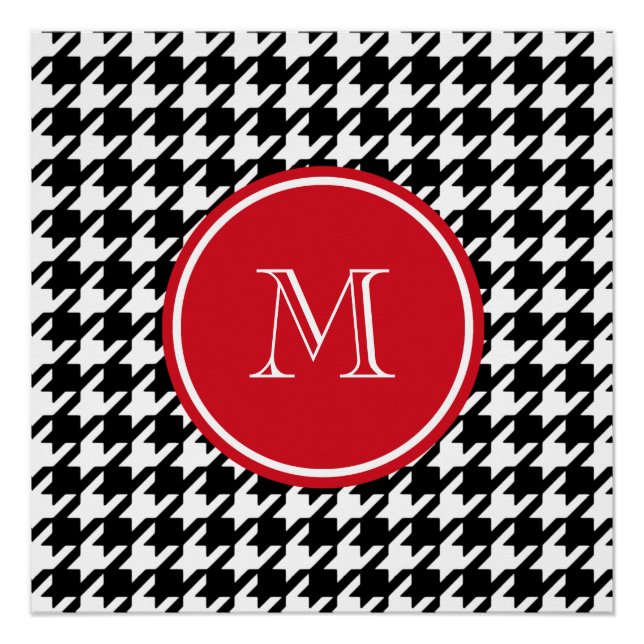 Póster Monograma vermelho-roxo preto e branco (Frente)
