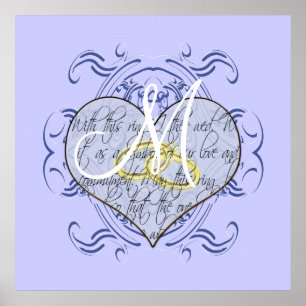 Póster Monograma Wedding Vow Heart