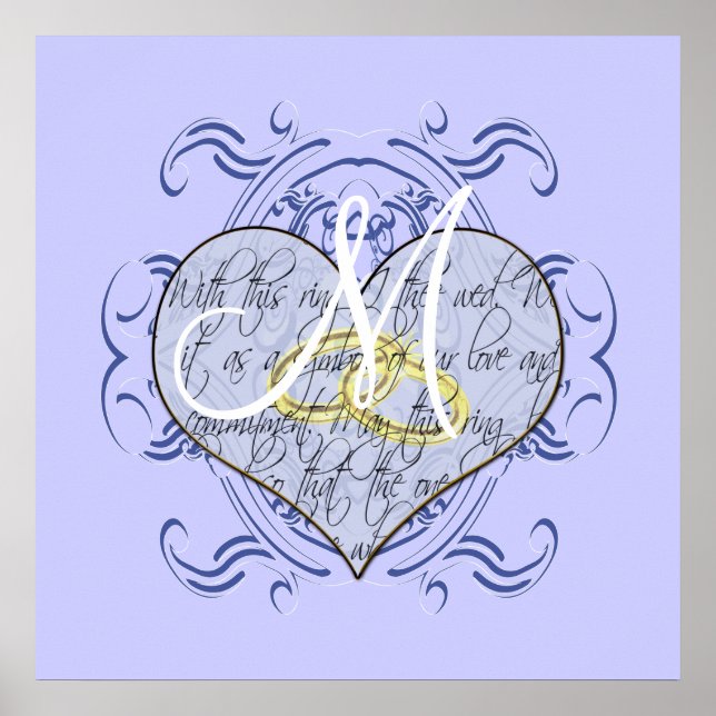 Póster Monograma Wedding Vow Heart (Frente)