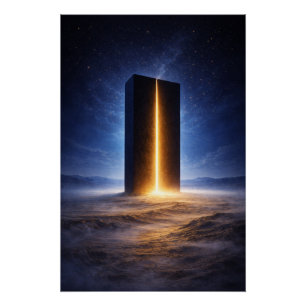 Póster Monólito Cósmico – Luz Além do Vazio