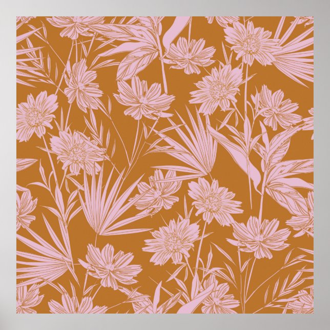 Poster Monotone de flores de jardim moderno, sem desconti (Frente)