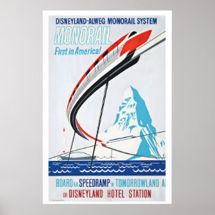 Poster Monotrilho Primeiro na América Disneyland Alweg