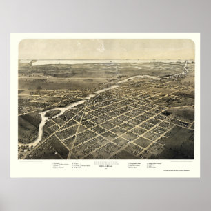 Poster Monroe, mapa panorâmico do MI - 1866