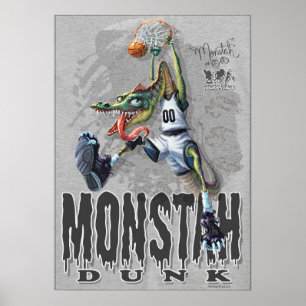 Poster Monstah Dunk Dinosaur Basbasquetebol