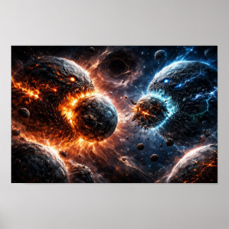 Poster Monster Planets Crashing into Each Other