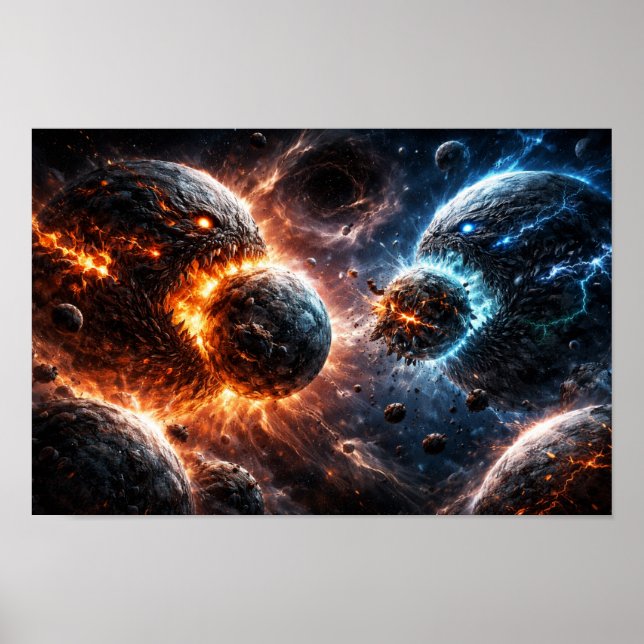 Poster Monster Planets Crashing into Each Other (Frente)