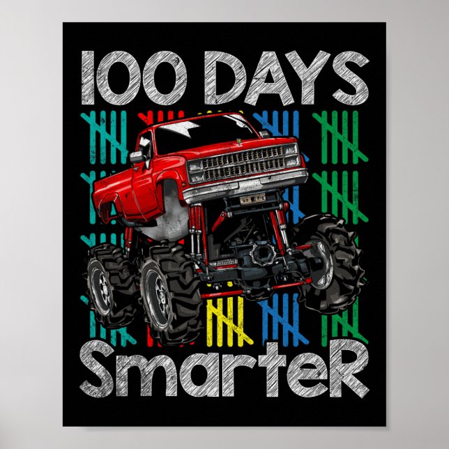 Poster Monster Truck 100 Dias Crianças Mais Inteligentes  (Frente)