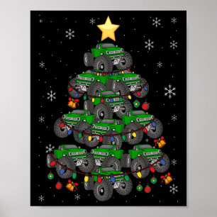 Poster Monster Truck Árvore de Natal Xmas Meninos Toddler