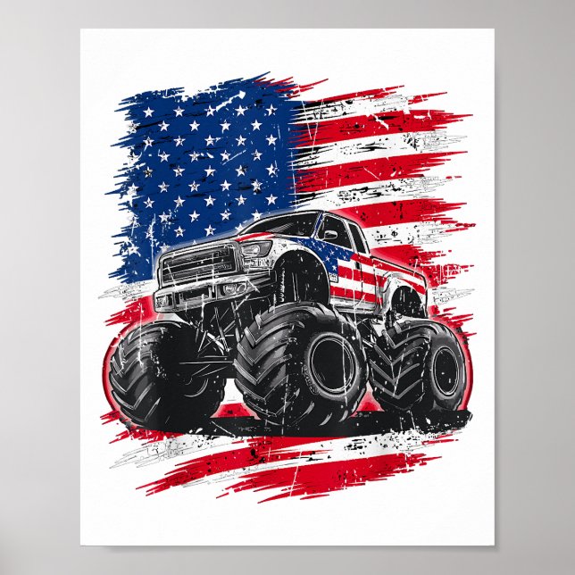 Poster Monster Truck EUA Flag American (Frente)