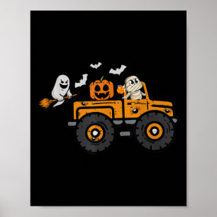 Poster Monster Truck Ghost Pumpkin Halloween