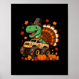 Poster Monster Truck Trex Dinossauro Peruca de Ação de Gr
