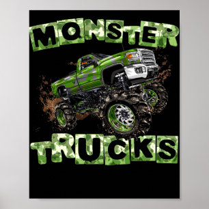Poster Monster Trucks T Funny Camouflage Birthday Gift