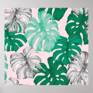Poster Monstera Duo-Tone tropical mínima