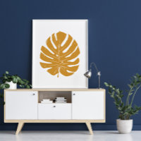 Monstera Leaf Nature Desenho em Amarelo de Mostard