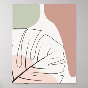 Poster Monstera line art minimalista