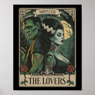 Poster Monstro Amante Tarot Card Gótica Frankenstein Hall