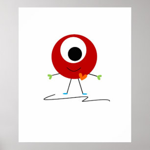 Póster Monstro Amigável Vermelho