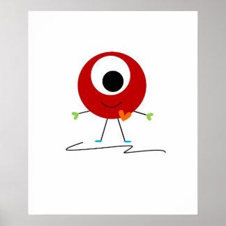 Póster Monstro Amigável Vermelho