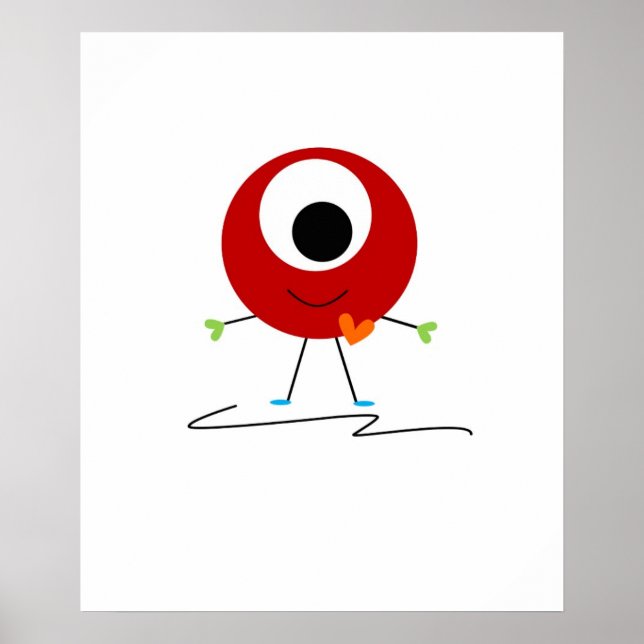 Póster Monstro Amigável Vermelho (Frente)