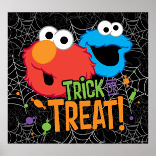 Póster Monstro Come Biscoitos e Elmo - Doces ou Travessur
