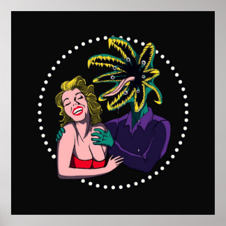 Poster Monstro da Parasita e design da menina do anime as