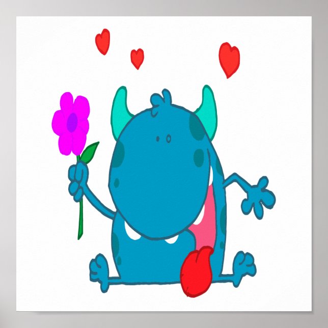 Poster monstro de amor azul giro (Frente)