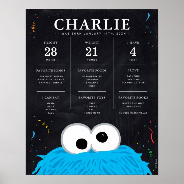 Poster Monstro de cookies | Marco primeiro aniversario (Frente)