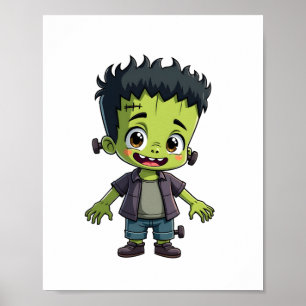 Poster Monstro de Frankenstein - Cartoon de Halloween bon