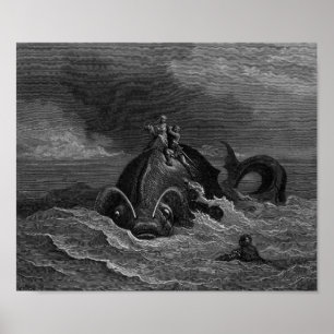 Póster Monstro de mar da gravura de Gustave Dore