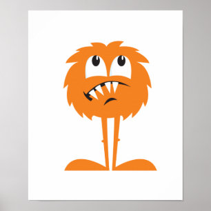 Poster monstro de pelúcia laranja engraçado