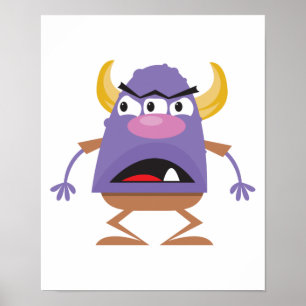 Póster monstro de três olhos bobo
