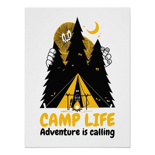 Póster Monstro Engraçado de Acampamento - Aventura Camp L (Frente)
