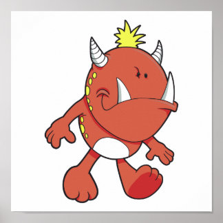 Poster monstro fofo do fogo