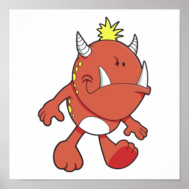 Poster monstro fofo do fogo (Frente)