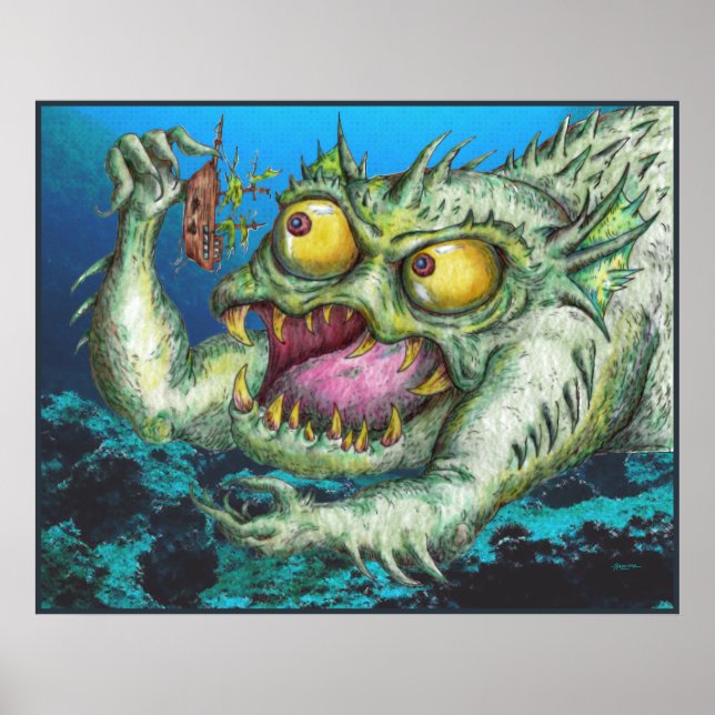 Poster Monstro Gigante do Mar Verde (Frente)