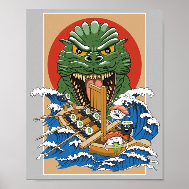 Poster Monstro Japonês Sushi Lover (Frente)