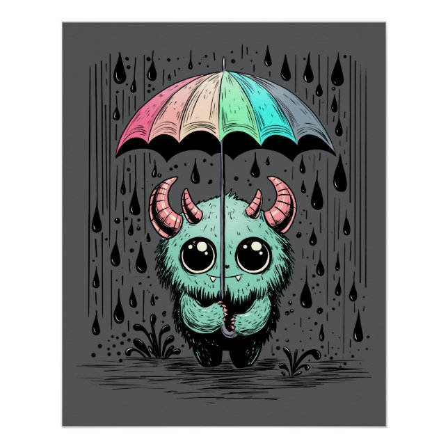 Póster Monstro na Chuva (Frente)