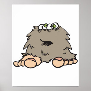 Póster monstro peludo engraçado