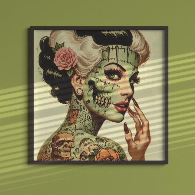 Poster Monstro retrô Pin-up (Criador carregado)