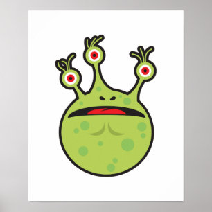 Póster monstro verde engraçado