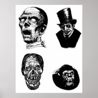Monstros assustadores criam ilustrações de arte ho