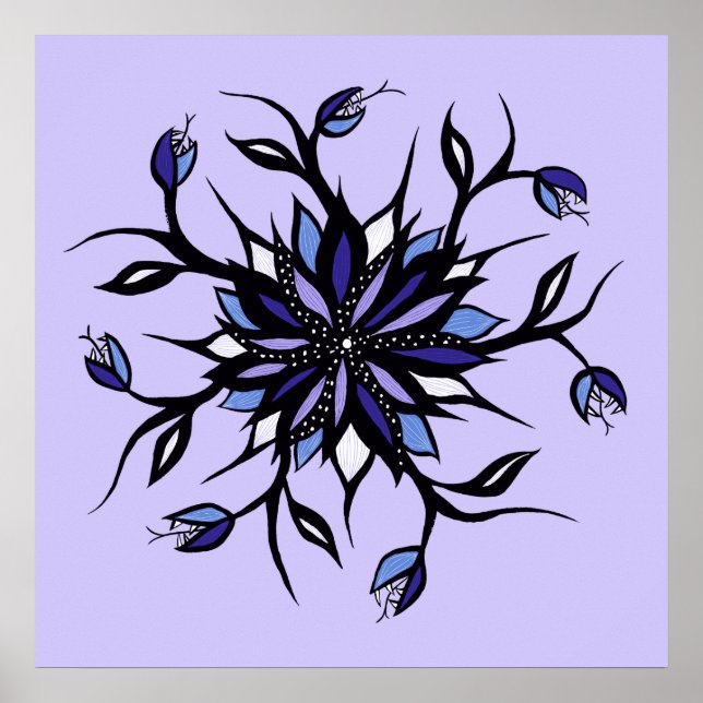 Poster Monstros E Dentes De Mandala Floral Gótica (Frente)