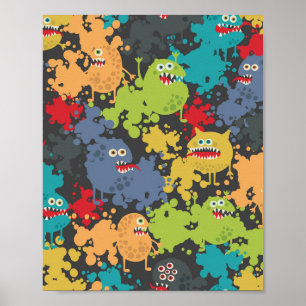Poster Monstros engraçados fofos