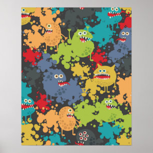 Poster Monstros engraçados fofos